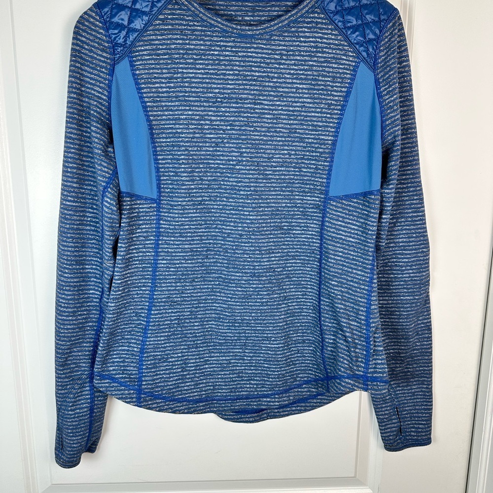 Lululemon Long Sleeve Striped Athletic Top • Size 10 • Quilted Shoulders&Elbows - Picture 4 of 12